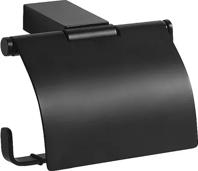 Produktbild von BERO Papierrollenhalter Messing Schwarz mit Deckel 130x95x90 mm für Bad & WC >> zum Bohren