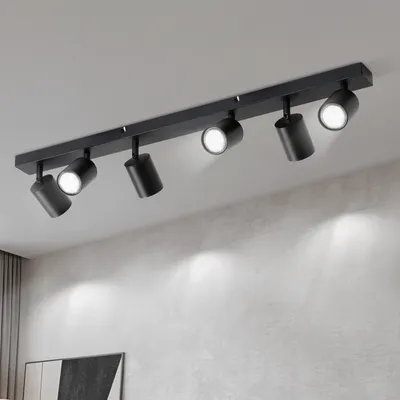 Produktbild von ZMH LED Deckenstrahler 6 Flammig Deckenlampe GU10 Metall Deckenspots Schwenkbar 350° Deckenleuchte Schwarz für Wohnzimmer Schlafzimmer Flur