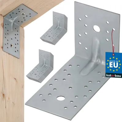 Immagine prodotto di KOTARBAU® set di 25 connettori angolari in acciaio argento 100 x 150 x 80 mm angolo in metallo angolo a 90 gradi grande lamiera forata angolo connettore angolare per carichi pesanti angolo in metallo acciaio zincato angolo per carichi pesanti