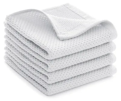 Immagine prodotto di Set di 4 strofinacci, 30 x 30 cm, colore bianco, altamente assorbenti, in cotone