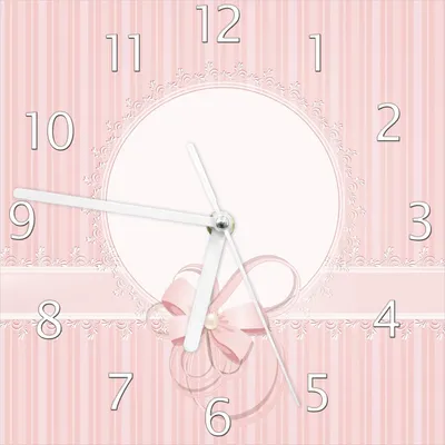 Produktbild von Wallario Design Wanduhr Geschenkkarte, Bänder, Spitzen und Schleifen in rosa aus Echtglas, Größe 20 x 20 cm