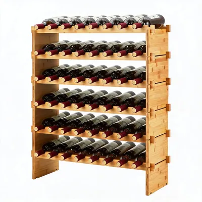 Obrázek produktu pro Věšák na víno, pojímá až 72 lahví, víceúrovňový design, rozměry 76 x 26 x 76 cm