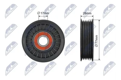Produktbild von NTY RNK-FR-060 Spannrolle Keilrippenriemen 77mm für FORD Focus II Schrägheck (DA, HCP, DP) Focus II Kombi (DA, FFS, DS) C-MAX (DM2) Focus II Limousine