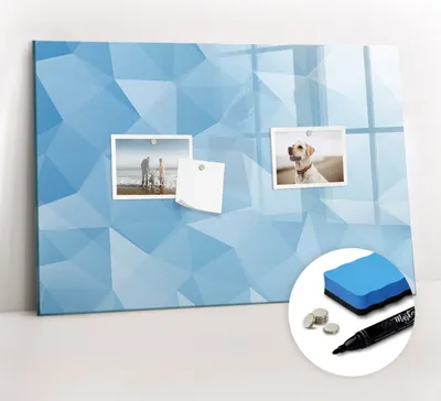 Produktbild von Magnetpinnwand Memoboard - Zubehörsatz - Schwarzer Marker + Schwamm + Magnete - 60 x 40 cm - Abstraktion von Dreiecken