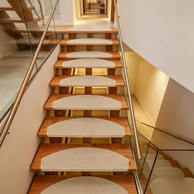 Image de 15 pcs Tapis d'escalier Protection d'escalier Autocollant 65x21x4cm brun foncé