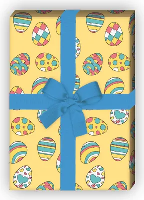Produktbild von Hübsches Oster Geschenkpapier, Dekorpapier mit kunterbunten Ostereiern - G8826, 32 x 48cm