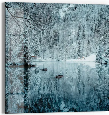Produktbild von DEQORI Magnettafel Glas 50x50 cm 'Winterspiegelung' beschreibbar Whiteboard Pinnwand Küche