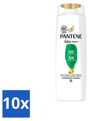 Image de 10 flacons de shampooing Pantene Lisse et Soin pour cheveux crépus - 225 ml - Pack économique - 10 pièces