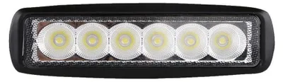 Image de Lampe de travail étanche à 6 LED et halogène 18 W, 10–30 V, pour arceaux de sécurité, quads, jeeps – faisceau large (FLOOD)