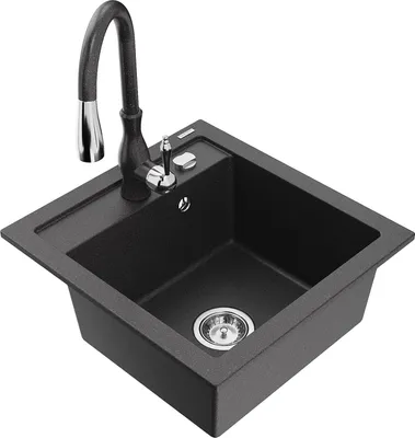 Image de Évier Vitogranite 1 bac avec mitigeur Savita, noir moucheté (6503-76-672601-76)