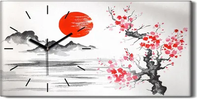 Produktbild von Wanduhr Leinwand Bild Uhr Quarz 60x30 Traditionelle japanische Malerei Tinte - schwarze Hände