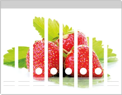 Produktbild von Wallario Ordnerrücken Sticker, selbstklebend für schmale Ordner, 8 Stück, Motiv Frische rote Erdbeeren für die Küche