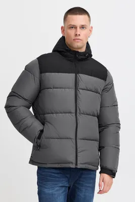 Immagine prodotto di Giacca imbottita da uomo Blend BHM, ideale per l'inverno, con cappuccio, elastico regolabile, colletto alto, tasche con zip e vestibilità regular