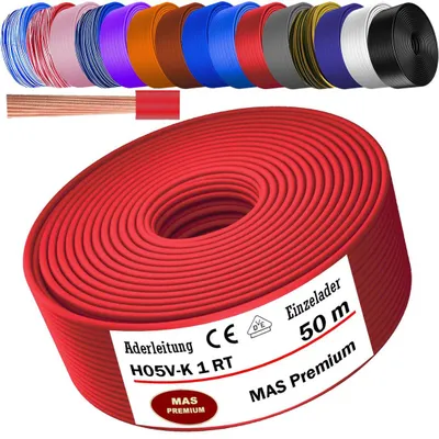 Produktbild von 50m Aderleitung H05 V-K 1 mm² Rot Einzelader flexibel