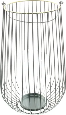 Produktbild von Windlicht Retro groß Metall schwarz/gold 34cm – Hängelaterne