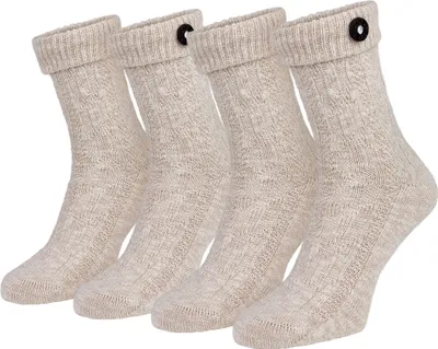 Produktbild von 2 Paar Trachtensocken für Damen und Herren – mit Umschlagbund & Knopf - Naturmelange - 39/42