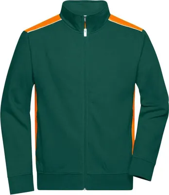 Produktbild von Sweat-Jacke mit Stehkragen und Kontrasteinsätzen dark-green/orange, Gr. 5XL