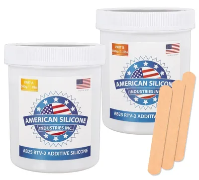 Produktbild von RTV-2 Gießsilikon AB25 – 1 kg Zweikomponenten-Silikon für flexible Formen, hitze- & abriebfest