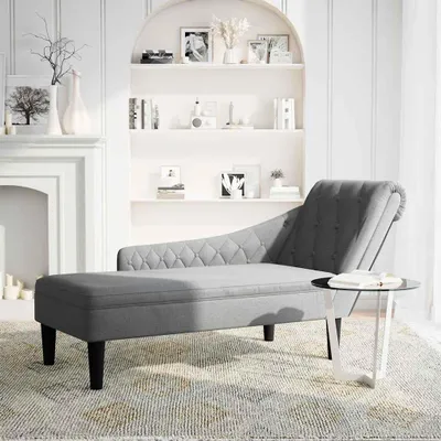 Produktbild von vidaXL Chaiselongue mit Kissen und Rechter Armlehne Hellgrau Stoff