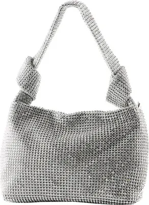 Produktbild von (Silber) Damen Abendtasche Clutch Umhängetasche Damen Strass Clutch Tasche Funkelnde Handtasche Glitzer Umhängetasche für Hochzeit Abend Abschlussball Party Disco