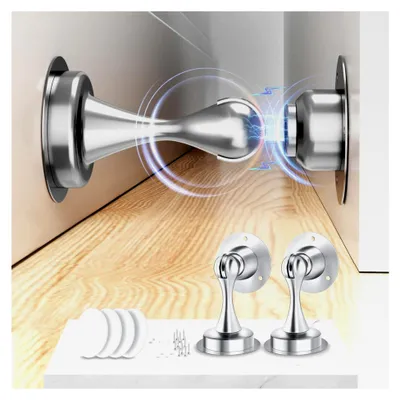 Produktbild von Magnetischer Türstopper – 2 Stück, Edelstahl, Modern, Wand- und Bodenmontage