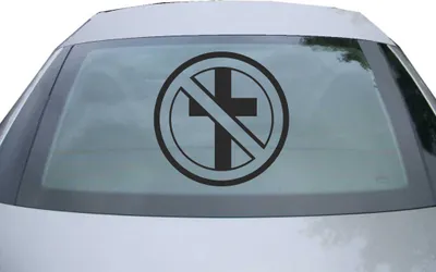 Produktbild von Indigos UG - Aufkleber Heckscheibe & Motorklappe DE2314 - schwarz - 600x600 mm - durchgestrichenes Kreuz - Auto Scheiben Fenster Heckklappe Tuning Racing JDM - Die cut