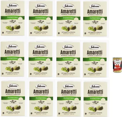 Produktbild von Falcone Amaretti Morbidi d´Abruzzo al pistacchio 'Amaretti Pistachio', Traditionelle italienische Kekse, 12x 170 g + Italian Gourmet polpa 400g