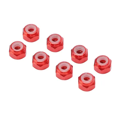 Imagen del producto de Tuercas de bloqueo para ruedas de modelos a escala 1/24, tuercas de bloqueo hexagonales con inserto de nylon, tuercas de bloqueo de aleación de aluminio para Axial, tuerca de bloqueo hexagonal M2, tuercas de bloqueo para ruedas de aluminio M2, piezas de mejora para coches a control remoto