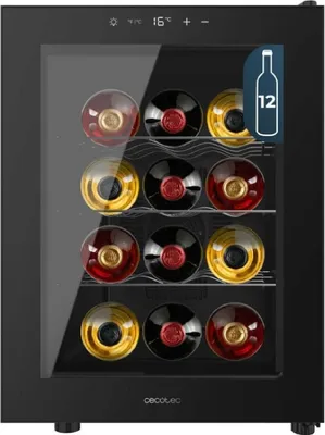 Produktbild von Weinkühlschrank Cecotec Bolero GrandSommelier 1255 CoolCrystal E, Kapazität 12 Flaschen, Metallregale, Touch-Steuerung