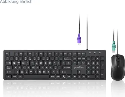 Produktbild von Perixx PERIDUO-117 P DE Tastatur-Maus-Set, PS/2, kabelgebunden, schwarz