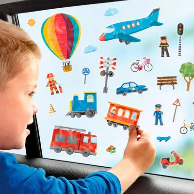 Productafbeelding van Totum raamstickers, reisthema, 3 stuks per verpakking, meerkleurig