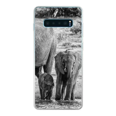 Produktbild von MuchoWow® Handyhülle Schutzhülle Hülle für Samsung Galaxy S10 Lite Elefant - Wasser - Tiere - Schwarz - Weiß Silikon Softcase Handy Hülle - Schutz