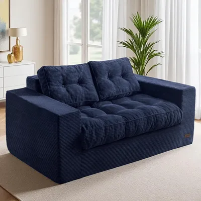 2-Sitzer Cordsofa 150 cm, Bodenbank mit Armlehnen, Sitzsack