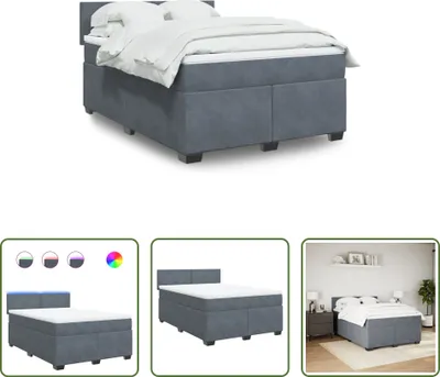 Produktbild von The Living Store Boxspringbett mit Matratze Dunkelgrau 140x190 cm Samt