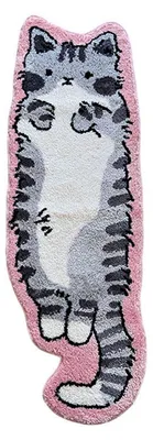 Produktbild von Plüschkatzenteppich, niedliches Cartoon-Kätzchen-Motiv, rutschfest, weicher Teppich für Schlafzimmer, Wohnzimmer, Spielzimmer, Kinderzimmer, 120 cm