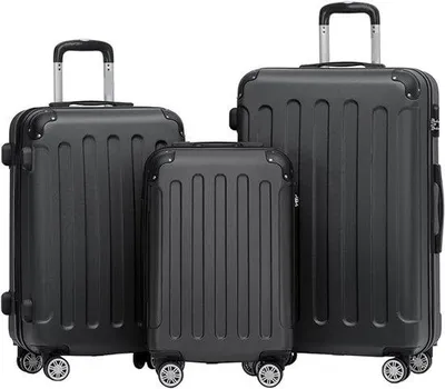 Produktbild von Famanu Hartschalenkoffer Trolley mit 4 Rollen - Schwarz, M-L-XL-Set