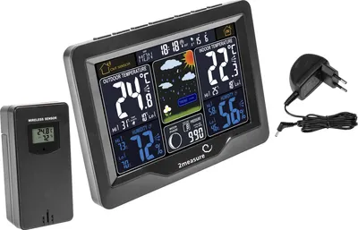 Produktbild von Wetterstation RCC, DCF – elektronisch, beleuchtet, kabellos, mit Sensor, schwarz