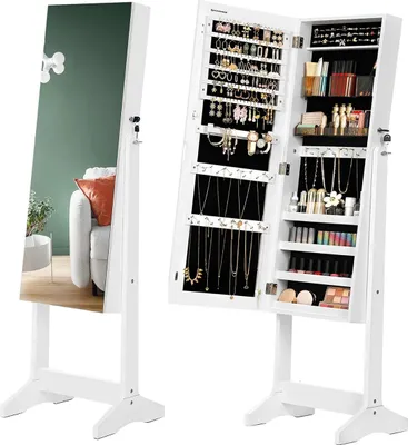Produktbild von Hoppa! | Schmuckschrank mit Spiegel | Weiß | MDF - 152 x 41,2 x 36,5