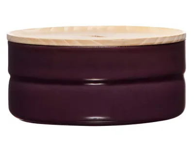 Produktbild von Riess Vorratsdose mit Eschenholzdeckel ⌀13cm 0,5L Aubergine Emaille