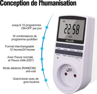 Produktbild von Programmierbare Steckdosen-Zeitschaltuhr 1 Stück, Energieeffizienter Timer Mit 10 Schaltungen, Ideal Für Haushaltsgeräte