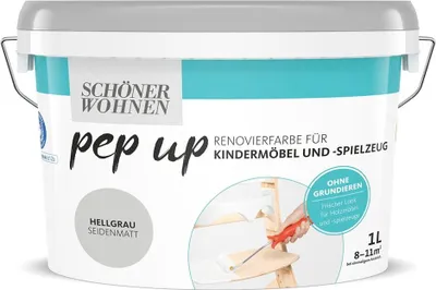 Produktbild von Schöner Wohnen Pep Up Renovierfarbe Kindermöbel Seidenmatt hellgrau 1,0 Ltr. Hellgrau