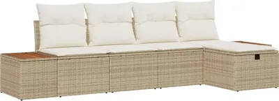 Image de Ensemble de canapés de jardin vidaXL, 6 pièces, beige, en polyrotin