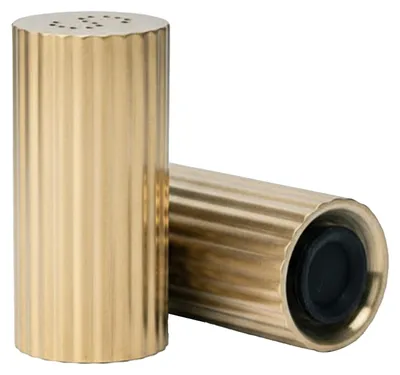 Imagen del producto de 2 dosificadores multifuncionales de acero inoxidable 304 para especias, sal, chile en polvo y azúcar glas – color dorado