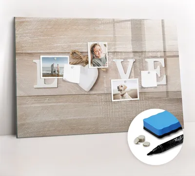 Produktbild von Magnetpinnwand Memoboard - Zubehörsatz - Schwarzer Marker + Schwamm + Magnete - 90 x 60 cm - Inschrift Liebe
