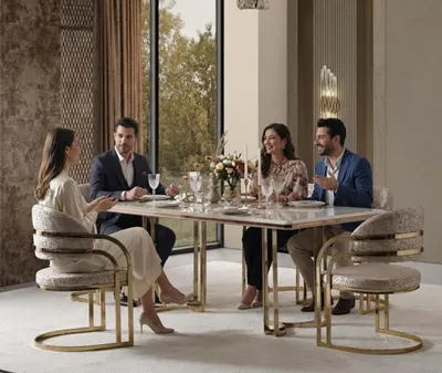 Produktbild von Eleganter Esstisch mit Spiegelakzenten Modernes Design Esszimmer Möbel
