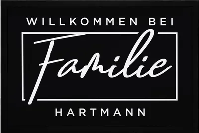 Produktbild von Fußmatte Willkommen bei Familie Wunschname personalisiert Türmatte rutschfest & waschbar SpecialMe® weiß 60x40cm