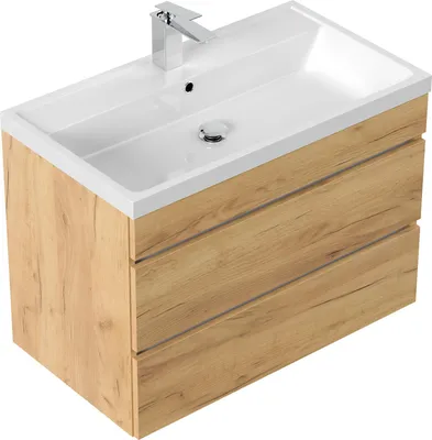 Produktbild von Badmöbel Via 80 SoftClose eiche gold mit grifflosen Schubladen : Eiche Gold Varianten: Eiche Gold