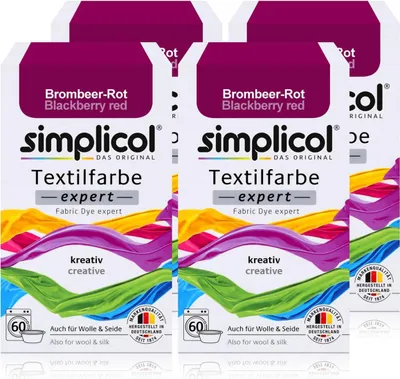 Produktbild von Simplicol Textilfarbe expert Brombeer-Rot 150g - Farbe zum Färben (4er Pack)