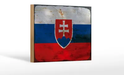 Produktbild von Holzschild Flagge Slowakei 18x12 cm Flag of Slovakia Rost Dekoration