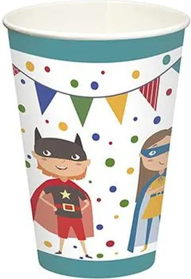 Produktbild von Trinkbecher, Pappe 0,2 l Ø 7 cm · 9,7 cm "Superhero"